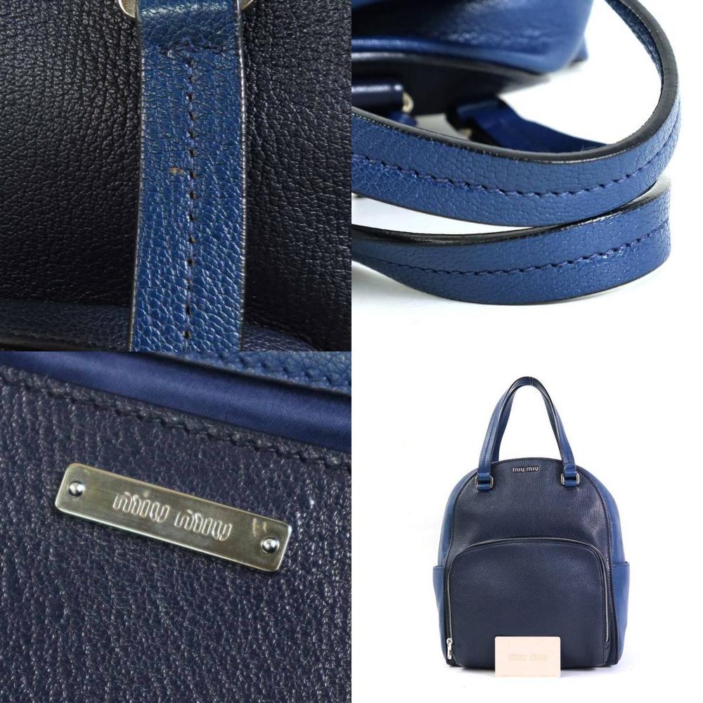 Miu Miu Backpack Blue Navy Leather - Picture 5 of 5